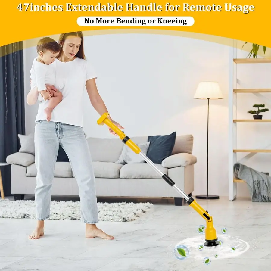 Depurador giratorio Compatible con batería Dewalt de 20V 60V sin batería, cepillo de limpieza eléctrico inalámbrico de 1000RPM con 8 cabezales de cepillo, ajustable