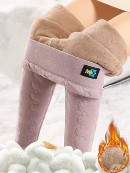 المرأة طماق ضئيلة كبيرة الحجم ، السراويل الدافئة الحرير مبطن ، عالية الخصر ، ملابس الثلوج ، طول الكاحل ، رشاقته ، LJ291