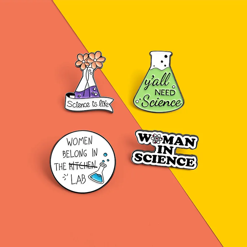 Chemical Collection Brooch Scientific Instruments and Laboratory Material Metal Enamel Badge Lapel Pins Gift for Kids