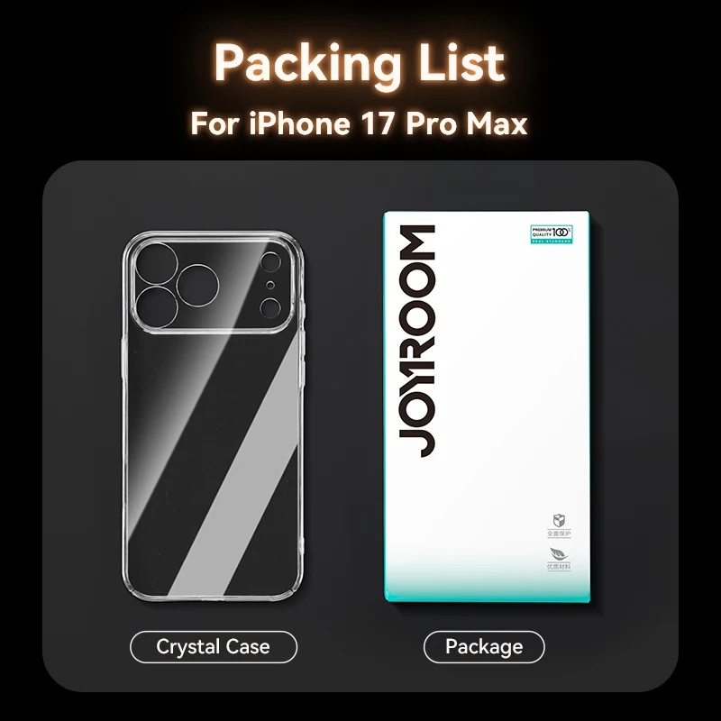 Casing Joyroom untuk iPhone 17 16 Pro Max, Casing Transparan Kristal PC Anti-Kuning Pelindung Lensa untuk iPhone 17 Pro Max