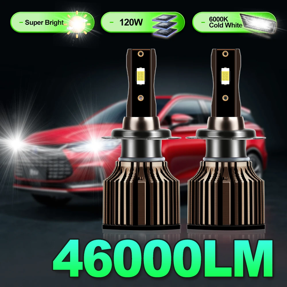 H7 LED Headlight H1 H3 H4 H11 H13 9005 HB3 9006 HB4 Car Lights 120W 46000LM 9004 9007 880 Auto Headlamps 6000K 12V Fog Lamps