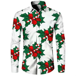 Street party social Christmas shirt 2024 men's shirt high-end printed shirt plus size comfortable and luxurious shirt classic