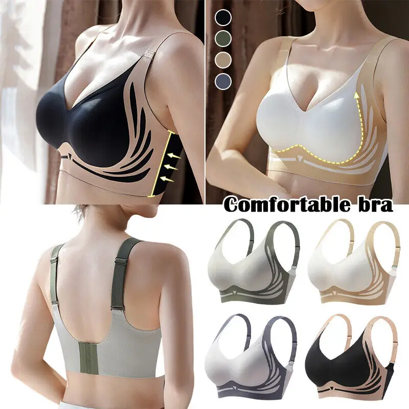 Womens Push Up Bra Running Shock-Absorbing Sports Fixed Cup Bra Shapewear Comfy For Women Sports Bra