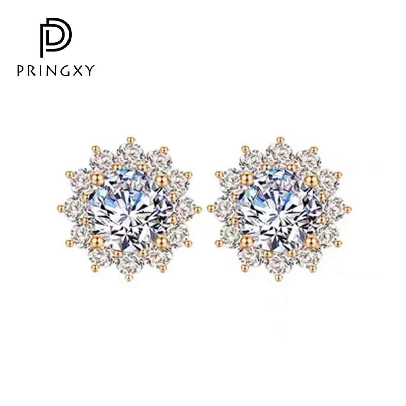 

PRINGXY 925 Sterling Silver Snowflake High Carbon Diamond Stud Earrings Sunflower Christmas For Women Gift Luxury Jewelry 2023