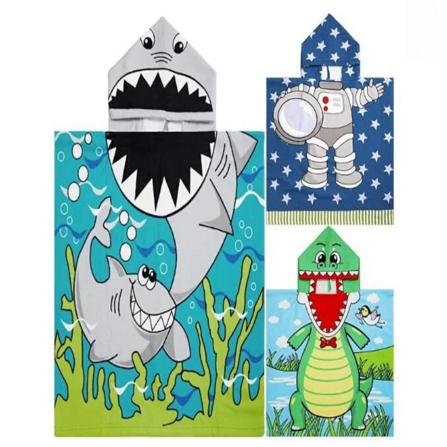 Kids Boys 1-5 Years Old Bathrobe Newborn Towel for  Dinosaur  Dress Up Kids Poncho Cape Kids Beach Towel Poncho Hooded Baby