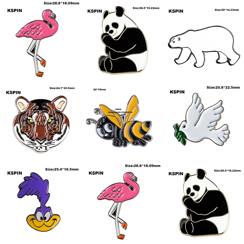 Flamingo Panda Polar Bear Tiger Dove  Lovely bee Road Runn Badge Lapel Pin Flag badge Brooch Pins Badges