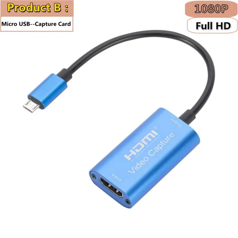 Type-C USB 3.0 Micro USB Video Capture Card HDMI-compatible to USB 1080P HD Game Record for Switch Live Streaming Broadcast Came