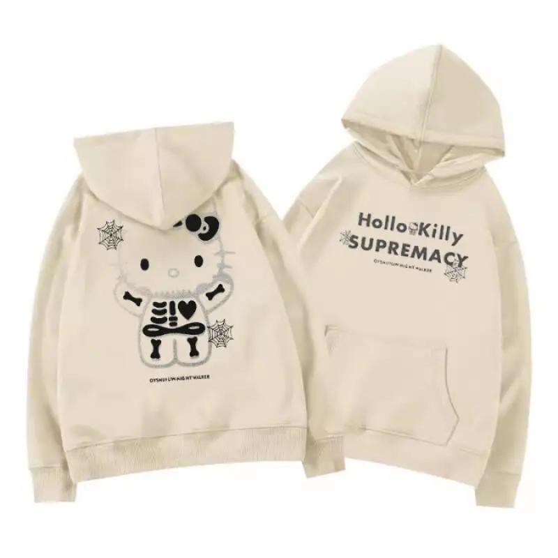 Kawaii hello kitty moletom com capuz moda casual solto primavera e outono masculino e feminino y2k casal casaco moletom