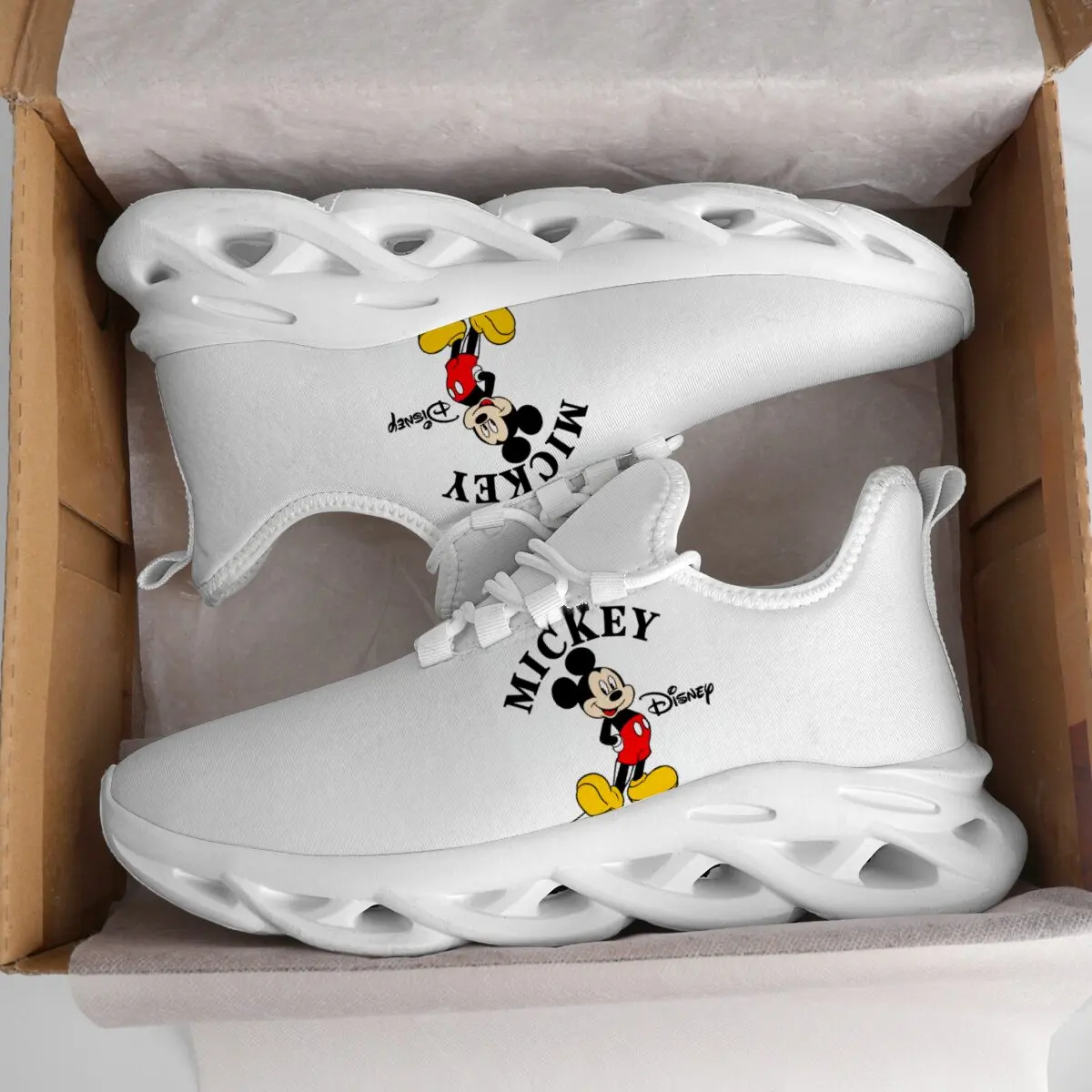 

Детская повседневная обувь Disney, кроссовки для девочек, милая спортивная обувь с Минни и Микки для мальчиков, детская обувь на нескользящей мягкой подошве, размер 36-48