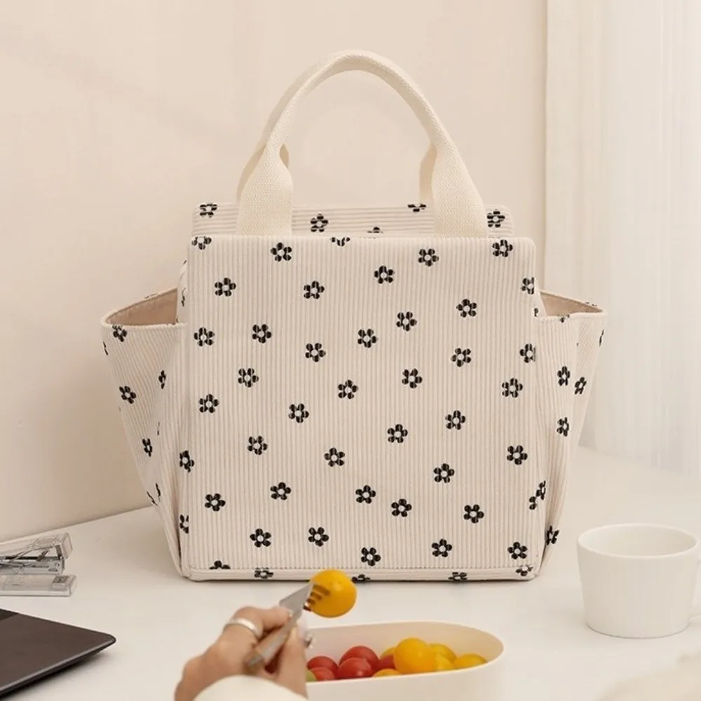 Große Kapazität Cord Lunchtasche Herz Tragbare Kühltasche Wärmedämmung Wärmedämmung Lunchbox Picknick Ausflug