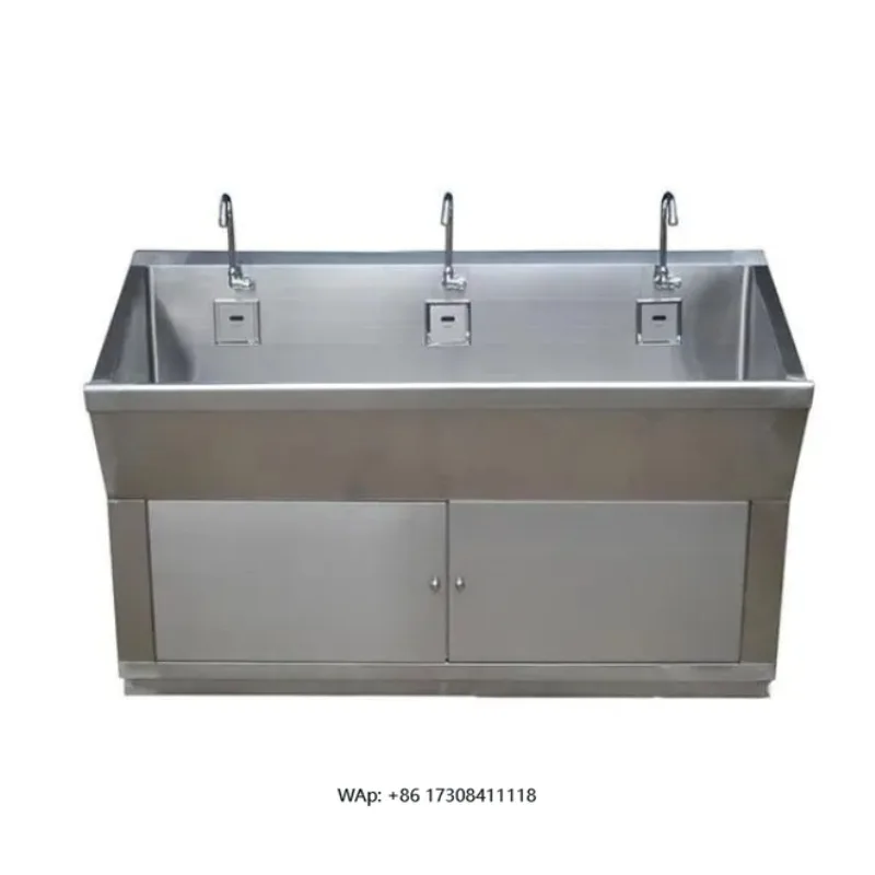 Furniture 304 Stainless Steel 2 Person Use Hand Washing Sink with Mirror