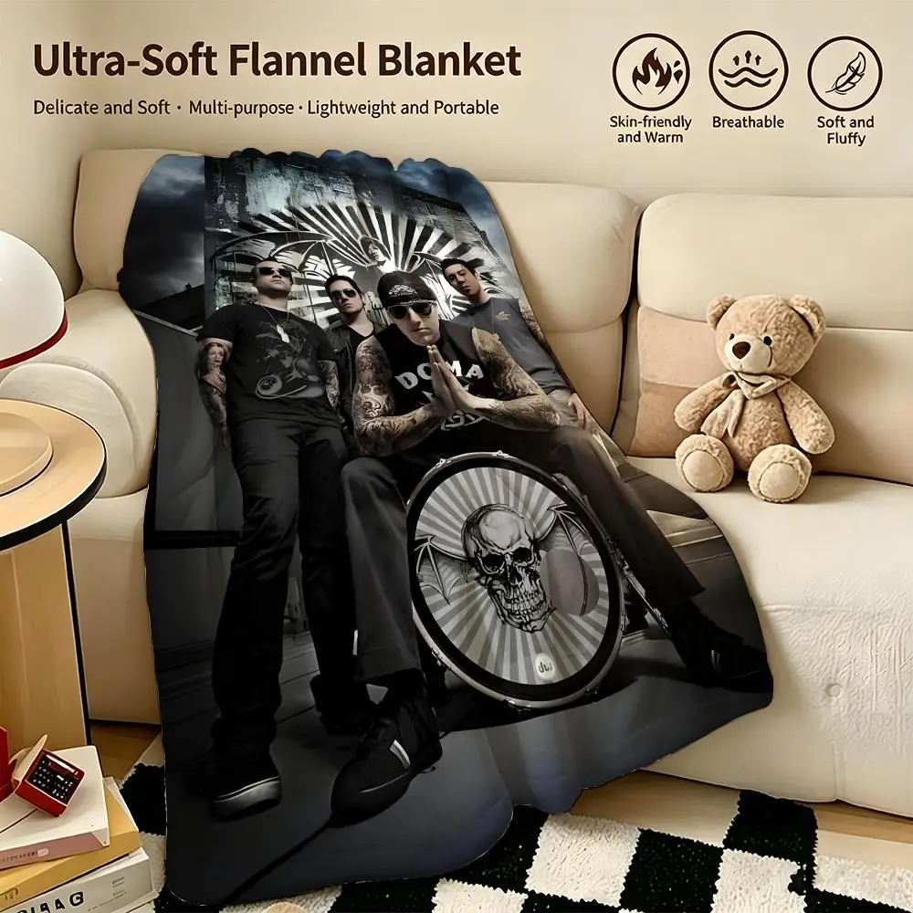 

music A-Avenged Sevenfold-d Throw Warm Soft Flannel Blanket, Multi-use for Sofa Bed Camping Travel Nap