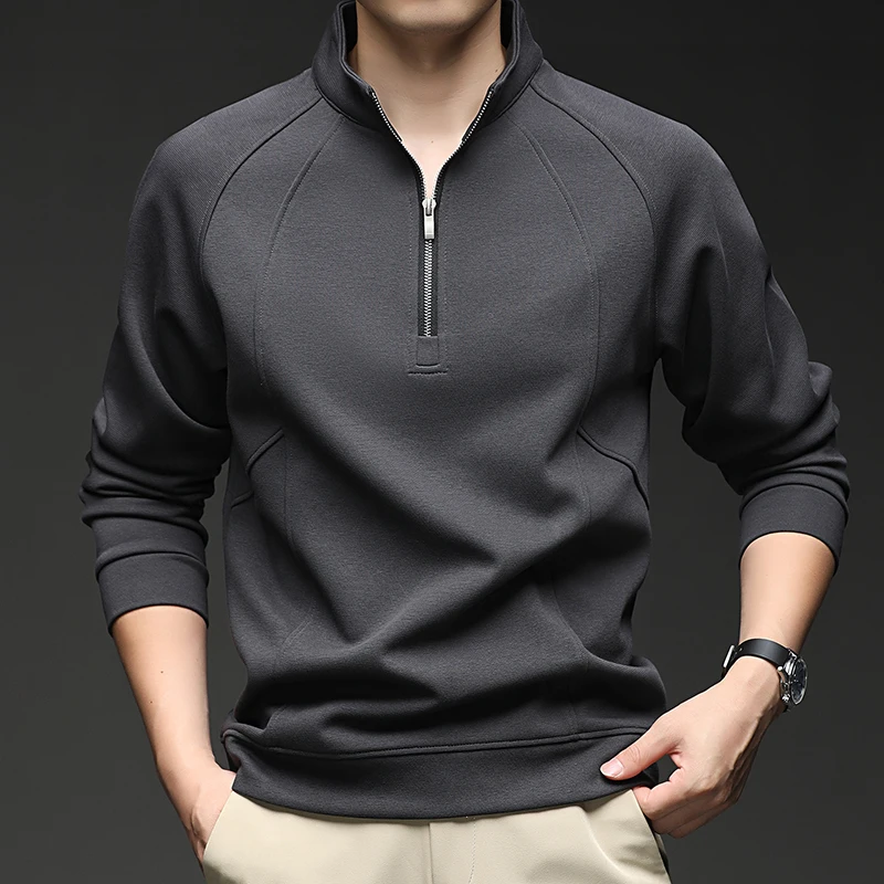 

Autumn New Stand Up Collar Hoodie Men's Fashion Casual Loose Trend Long Sleeved T-shirt Top