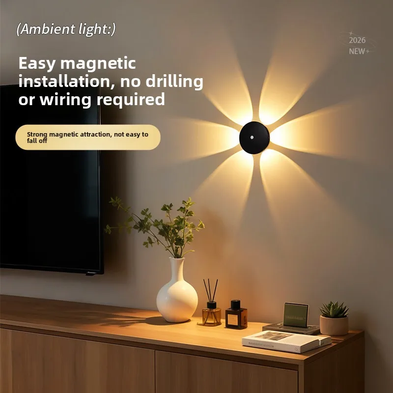 Flower-Shaped Smart Night Light: Magnetic, Rechargeable, Motion-Activated Ambient Wall Lamp for Hallways