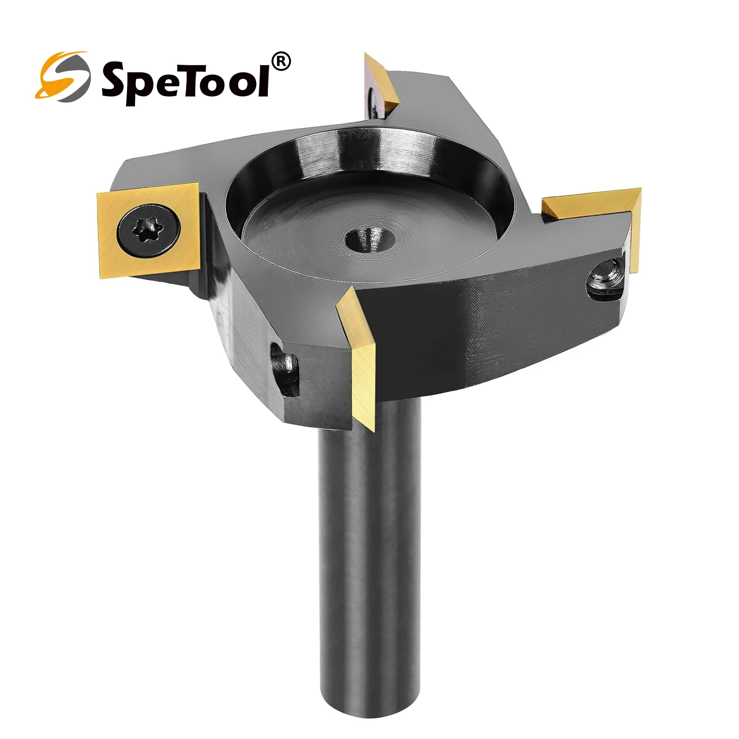 

SpeTool 1PC 1/2 Inch Shank CNC Spoilboard Surfacing Router Bit 4-Flute Carbide Insert Slab Flattening Planer Bit for Woodworking