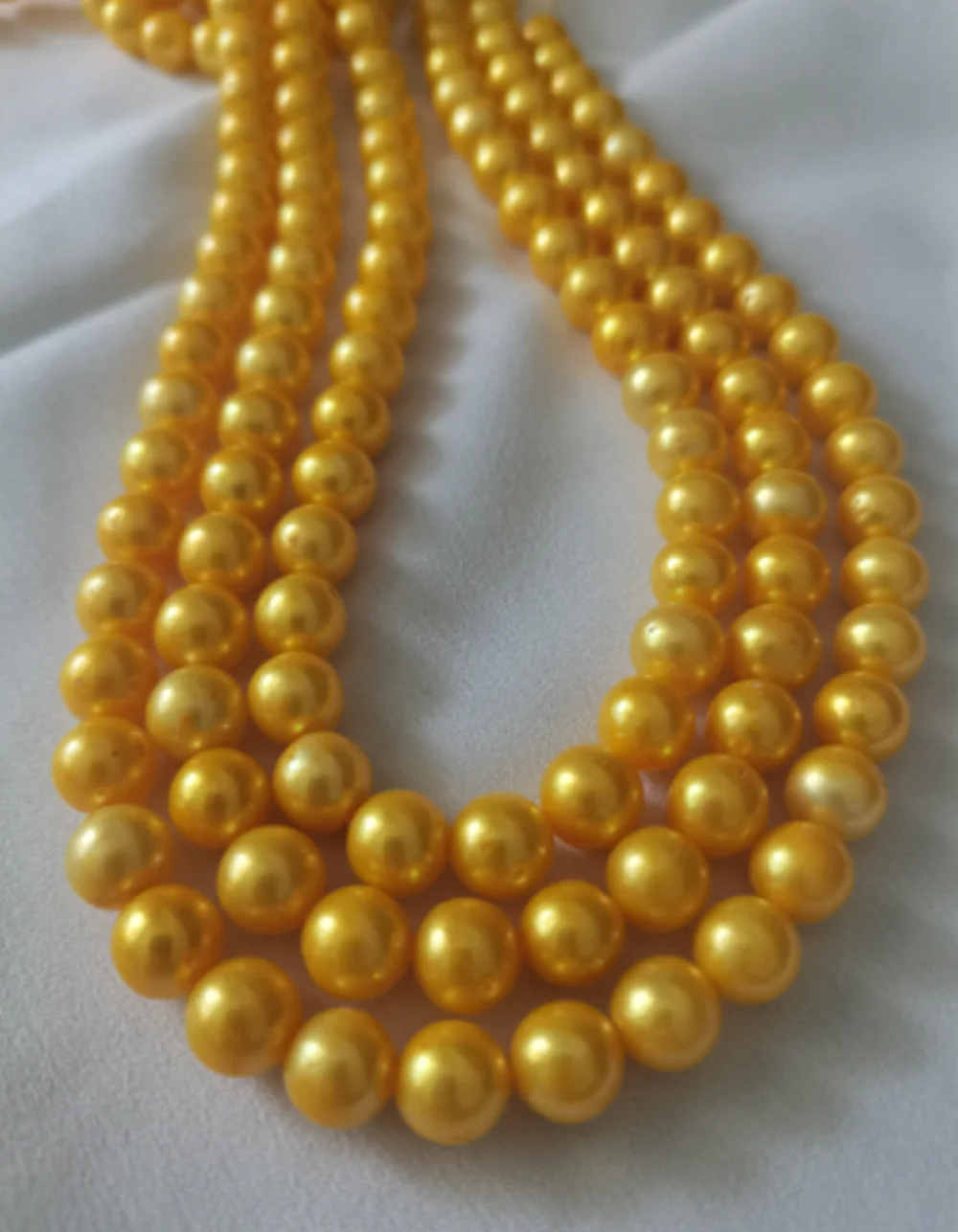 Perfect 48-inch aa9-10mm South  Sea Natural Gold Pearl Necklace with 14K Gold Buckle 18inch