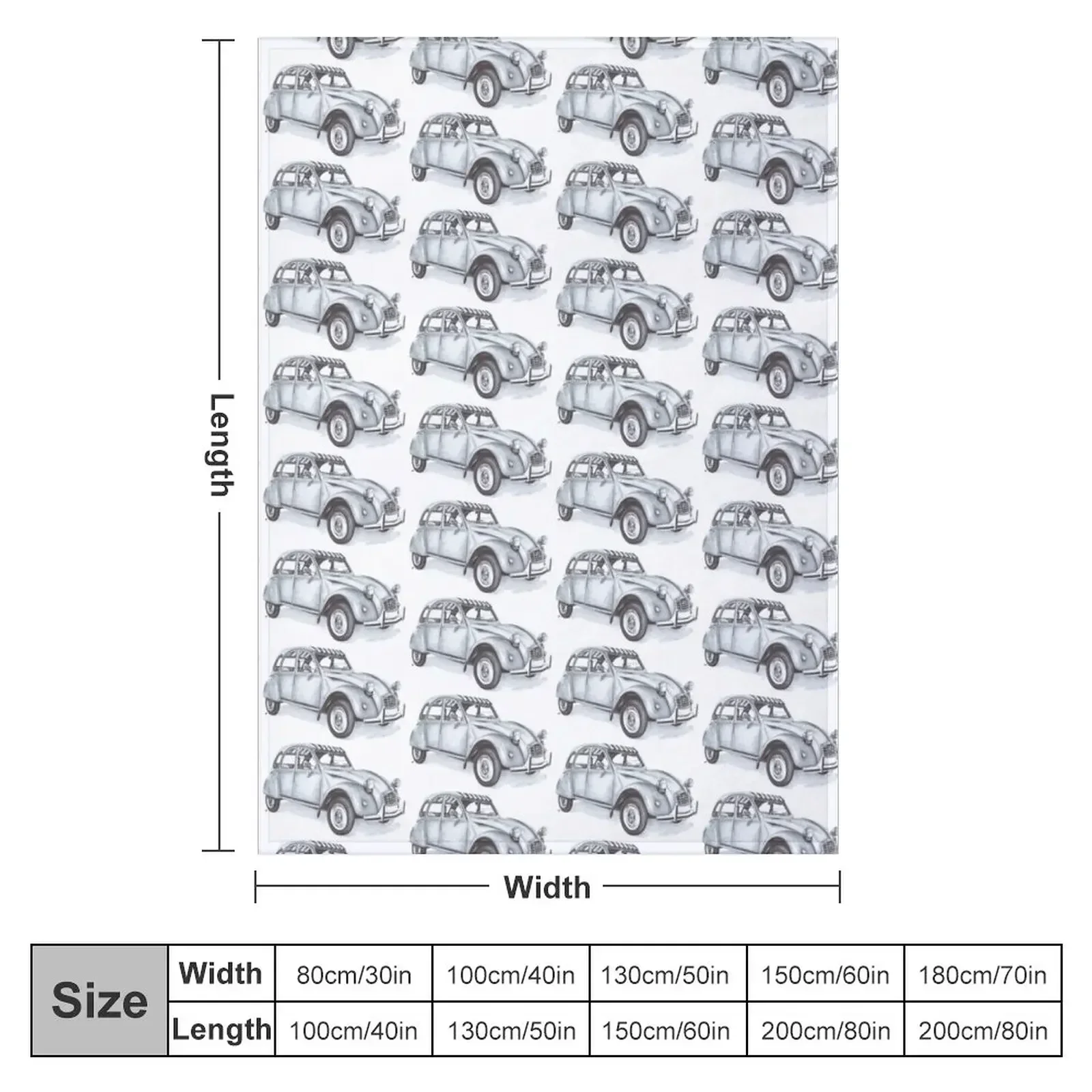 Citroen 2CV Car Biro Drawing Throw Blanket Warm Decoratives Flannels Blankets Sofas Of Decoration Blankets