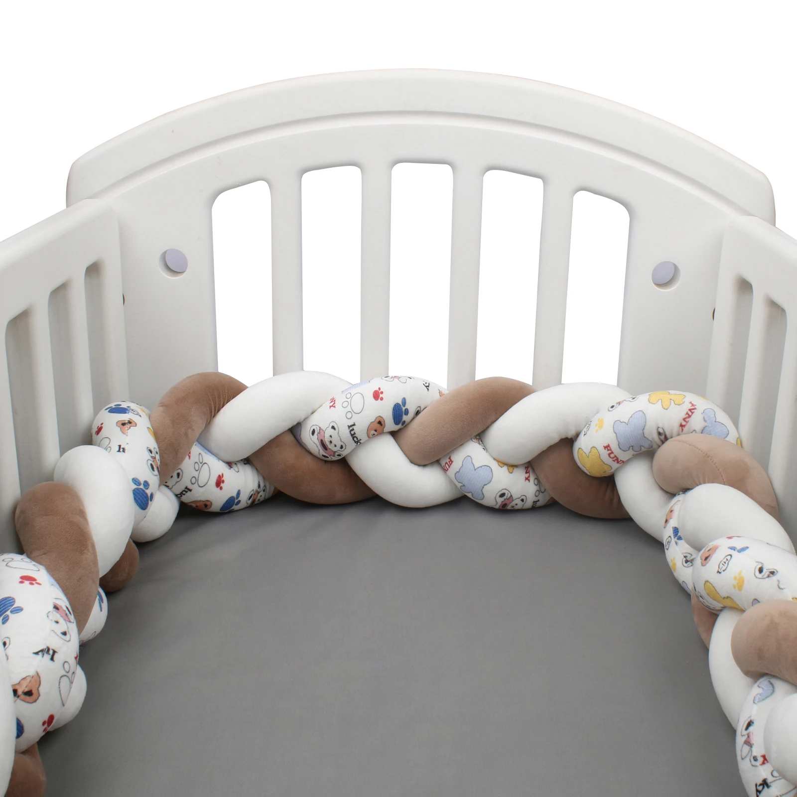 1M/2M/3M/4M Cartoon Print Crib Bumper Infant Cradle Cot Protector Cushion Crib Anti-collision Room Decor Baby Bed Bumper