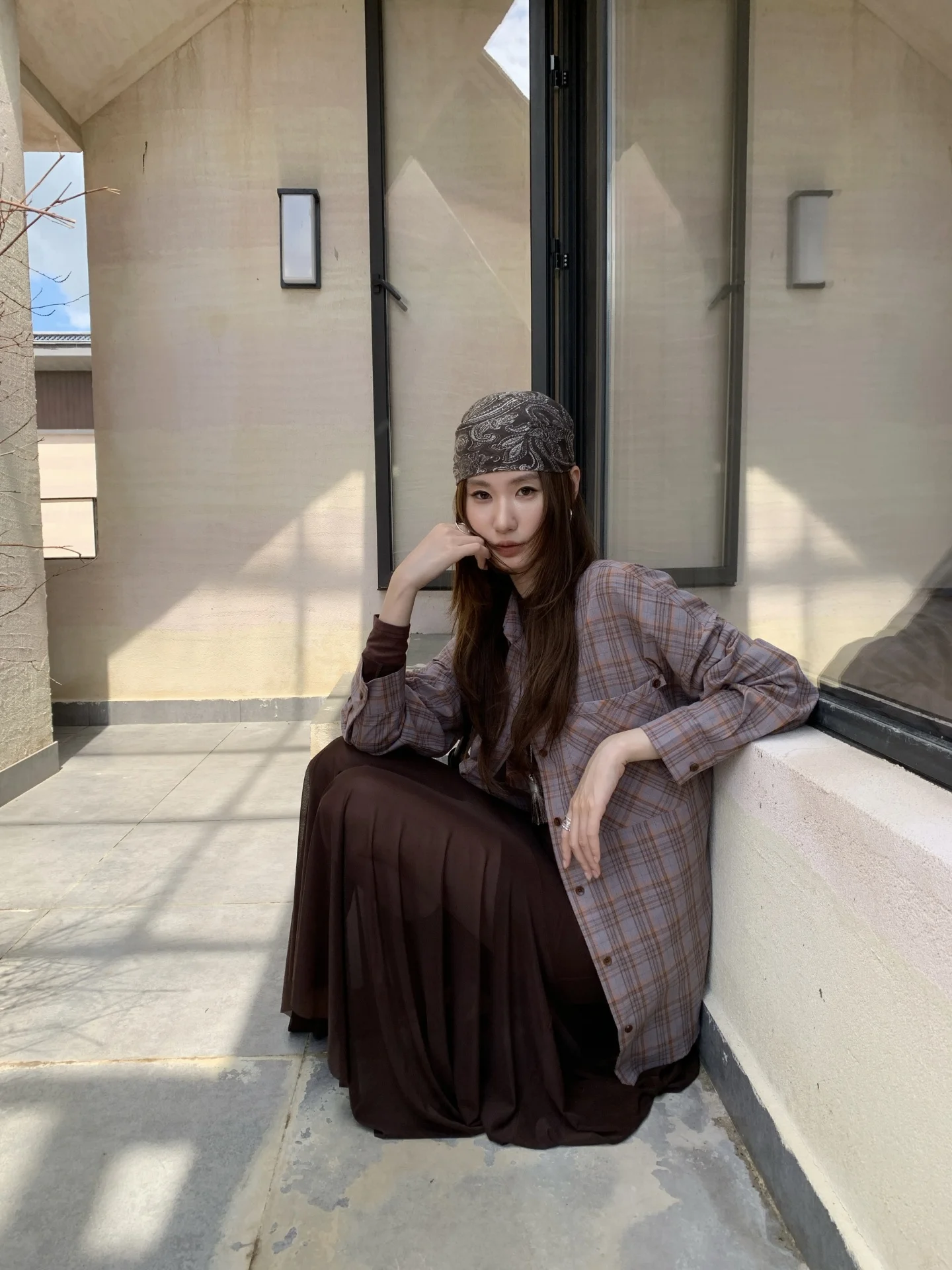 

Retro Plaid Long Sve Women's irt Autumn New Sle Best U Versatile Slimming Loose Top Korean Sle Cotton Polyester Blend