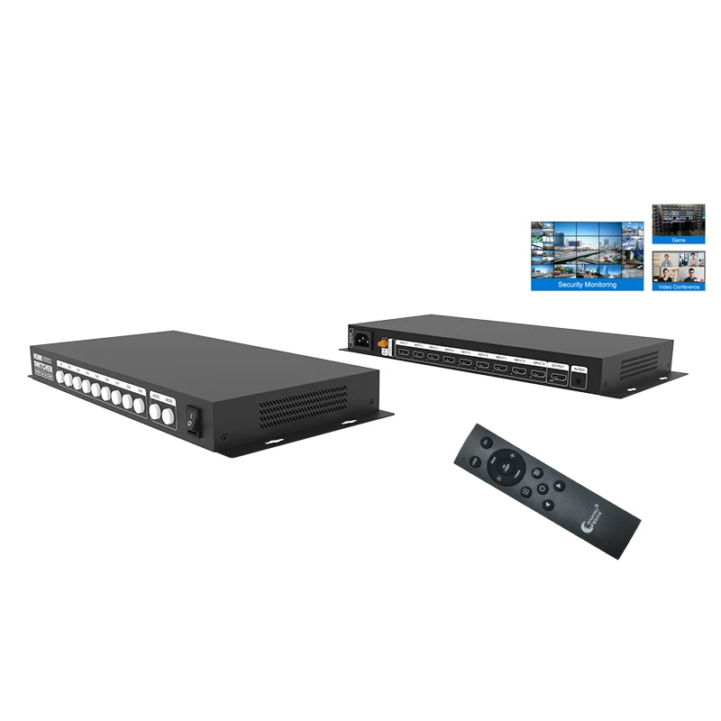 Multiviewer Switch 9 in 1 Out 1080P Quad Screen Multi Viewer 4K Multi-Viewer Seamless Switcher With IR for Camera Laptop PC TV