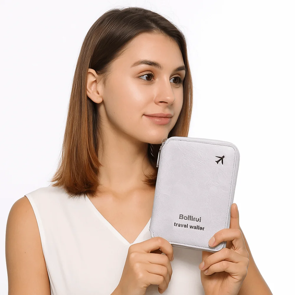 

Многофункциональный дорожный кошелек для паспорта из искусственной кожи, RFID-противоугонная сумка для паспорта на молнии, водонепроницаемый держатель для кредитных карт