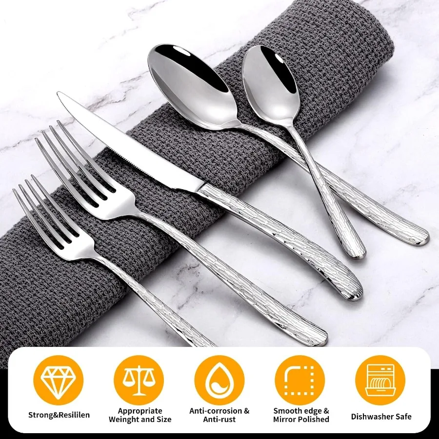 60 Piece Heavy Duty Stainless Steel Silverware Set for 12 Luxury Mirror Polish Cutlery Set Flatware Set for Formal Dining and E