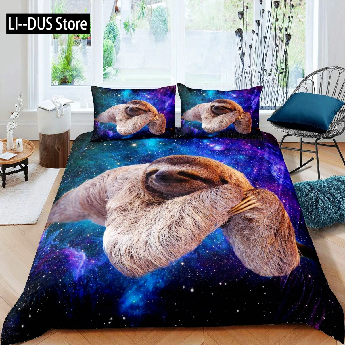 

Cartoon Sloth Duvet Cover Bedding Set for Kid Girls Cute Animal Comforter Cover 1 Duvet Cover with 2 Pillowcases King Full Size