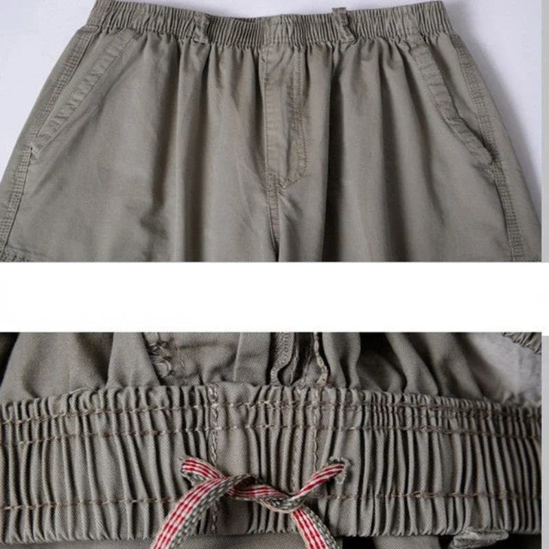 L-6XL shorts de carga roupas masculinas oversize gordura algodão shorts casuais calças de sete minutos atlético tático colheita calças largas