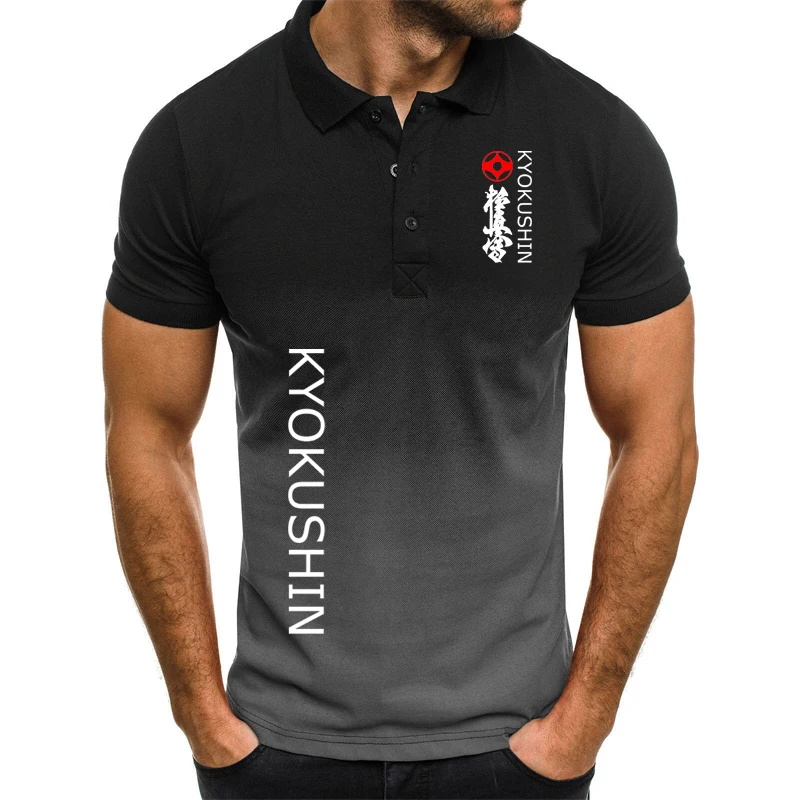 3D gradient design Men's POLO shirt summer brand menswear Kyokushin Karate Printing Fashion New Man's Short Sleeve Tops