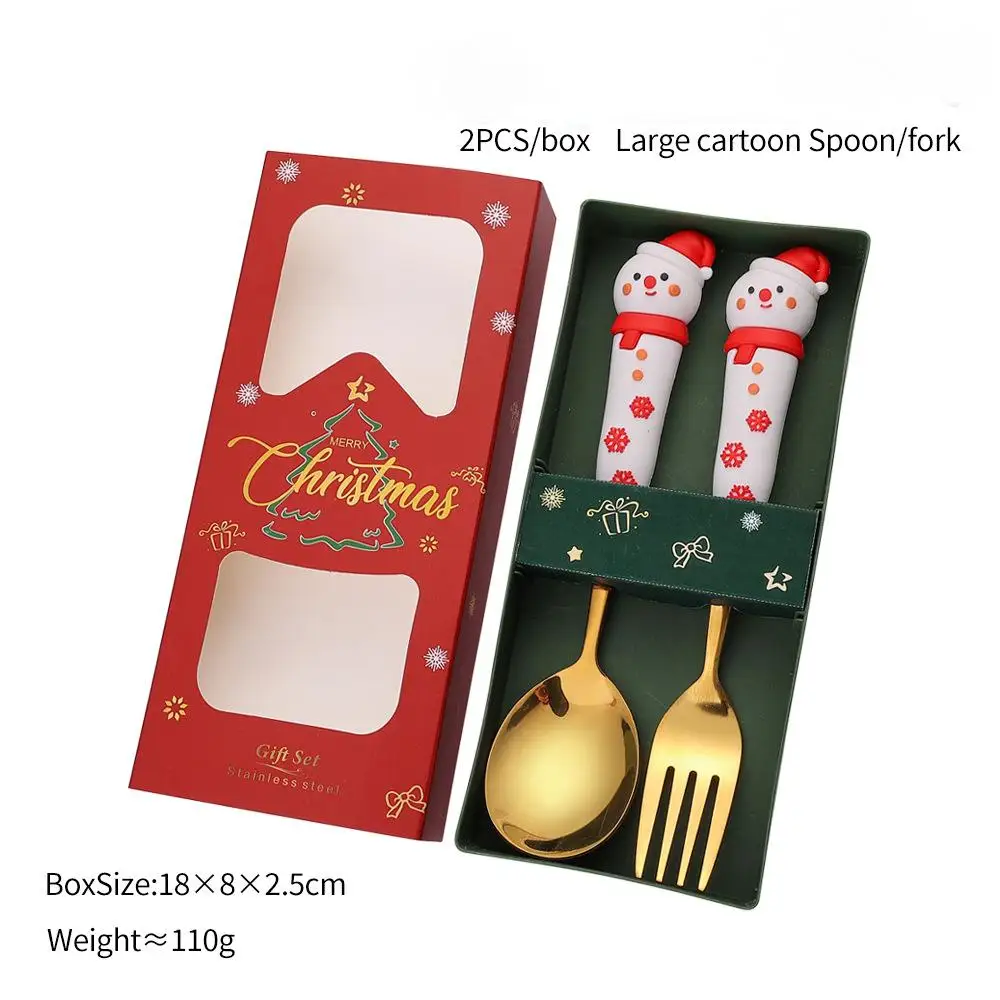 2/4/6 Stuks Kerst Vork En Lepel Set, Roestvrij Staal Creatief Servies, koffie Thee Dessert Vorken En Lepels Gift Set