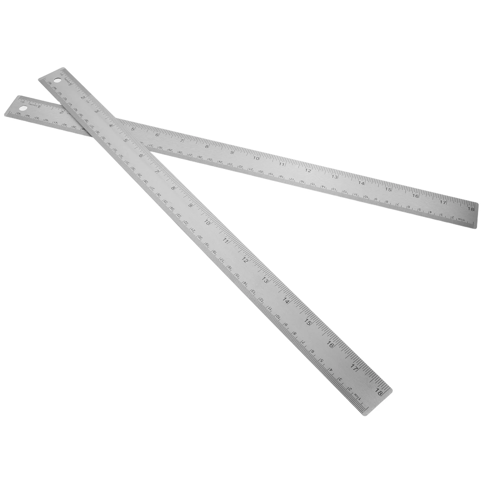 2pcs Stainless Steel Metal Ruler Cork Backing Dual Scale Metric Inch Straight Edge For Drawing Measuring Drafting Tools
