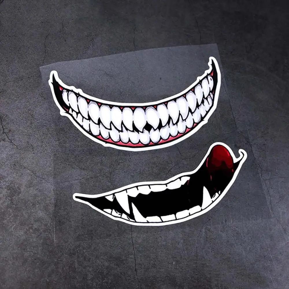 Evil Tooth Motorcycle Helmet Sticker Dark Personality Tooth Decoration Sticker Waterproof Car Sticker Marks Headlight Decal