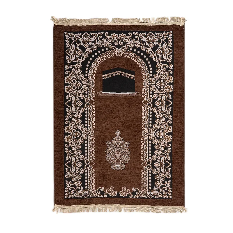 Arabic Printed Pilgrimage Carpet Home Kneeling Mat Rug Muslim Prayer Floor Mat Machine Washable