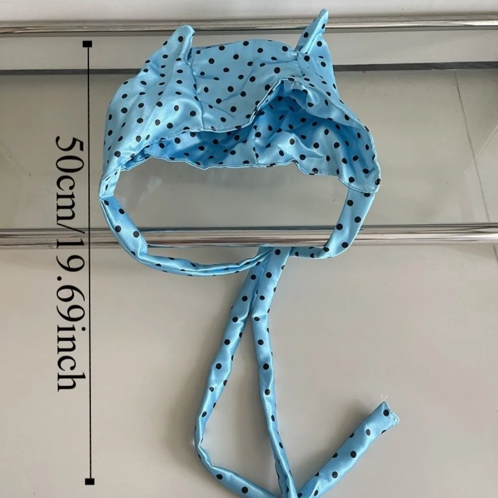 Y2K Little Demon Hair Scarf Soft Wrap Hip Hop Hair Band with Ears Headband Sweet Polka Dot Headscarf Spicy Girls view 6
