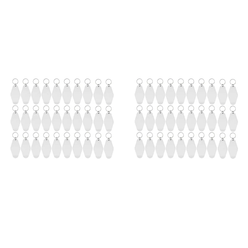 

AB35-60Pack Motel Keychain Blanks Vintage Motel Keychains Sublimation Blank Keychain For Vinyl DIY Crafting Keychain White