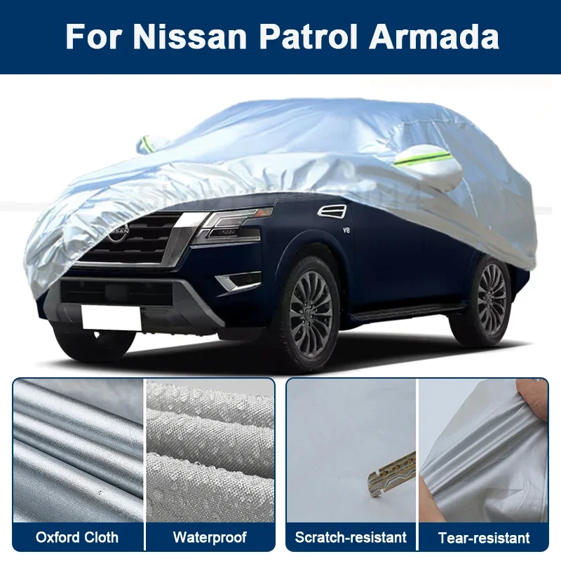 

Outdoor Full Car Cover For Nissan Patrol Armada with Reflective Strips Waterproof Snowproof Dustproof UV Protection