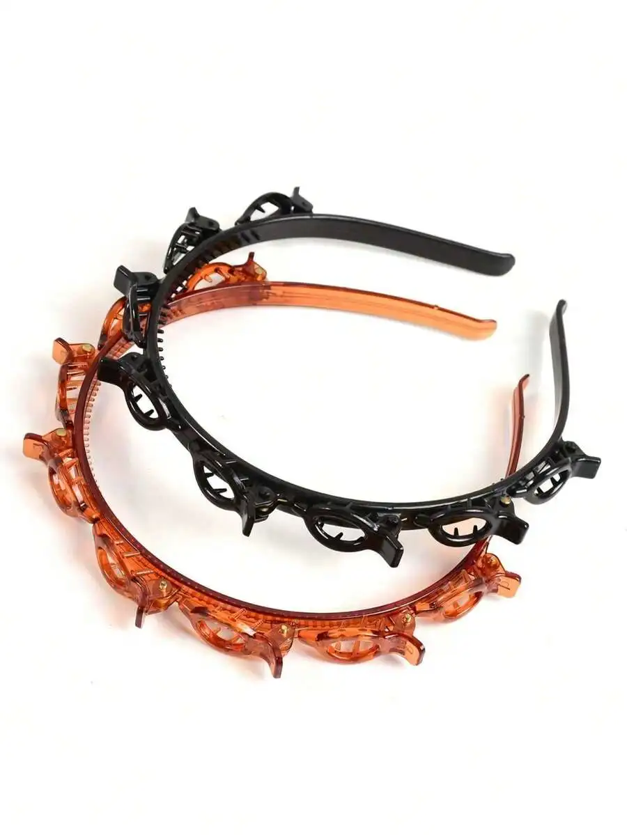 

2pcs Layered Hollow Hairband With Clips For Women Hair Accessories
