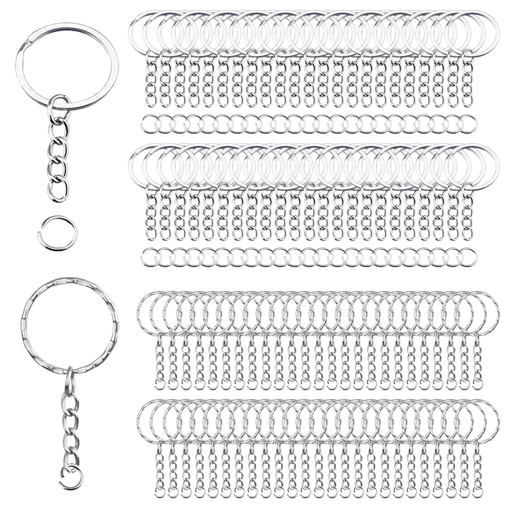 

Silver Plated Metal Blank Keyring Keychain Split Ring Keyfob Key Holder Rings Women Men DIY Key Chains Key Jewelry Accessories