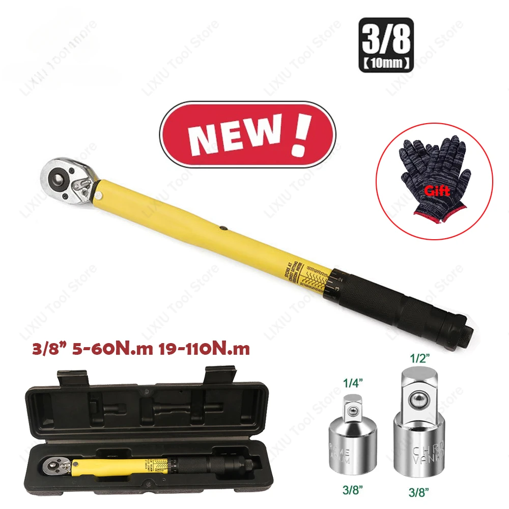 

5-110N.m Torque Wrench 3/8" Precise Reversible Ratchet Torques Key Professional Bicycle Motorcycle Car Automotive Tool