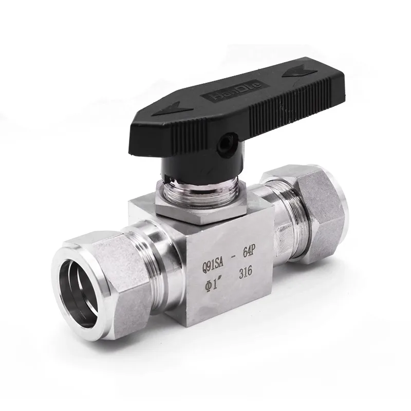 

304 Stainless Steel Compression Straight Ball Valve Tube OD 1/8'' 1/4'' 3/8'' 1/2'' 3 4 6 8 10 12mm SS304