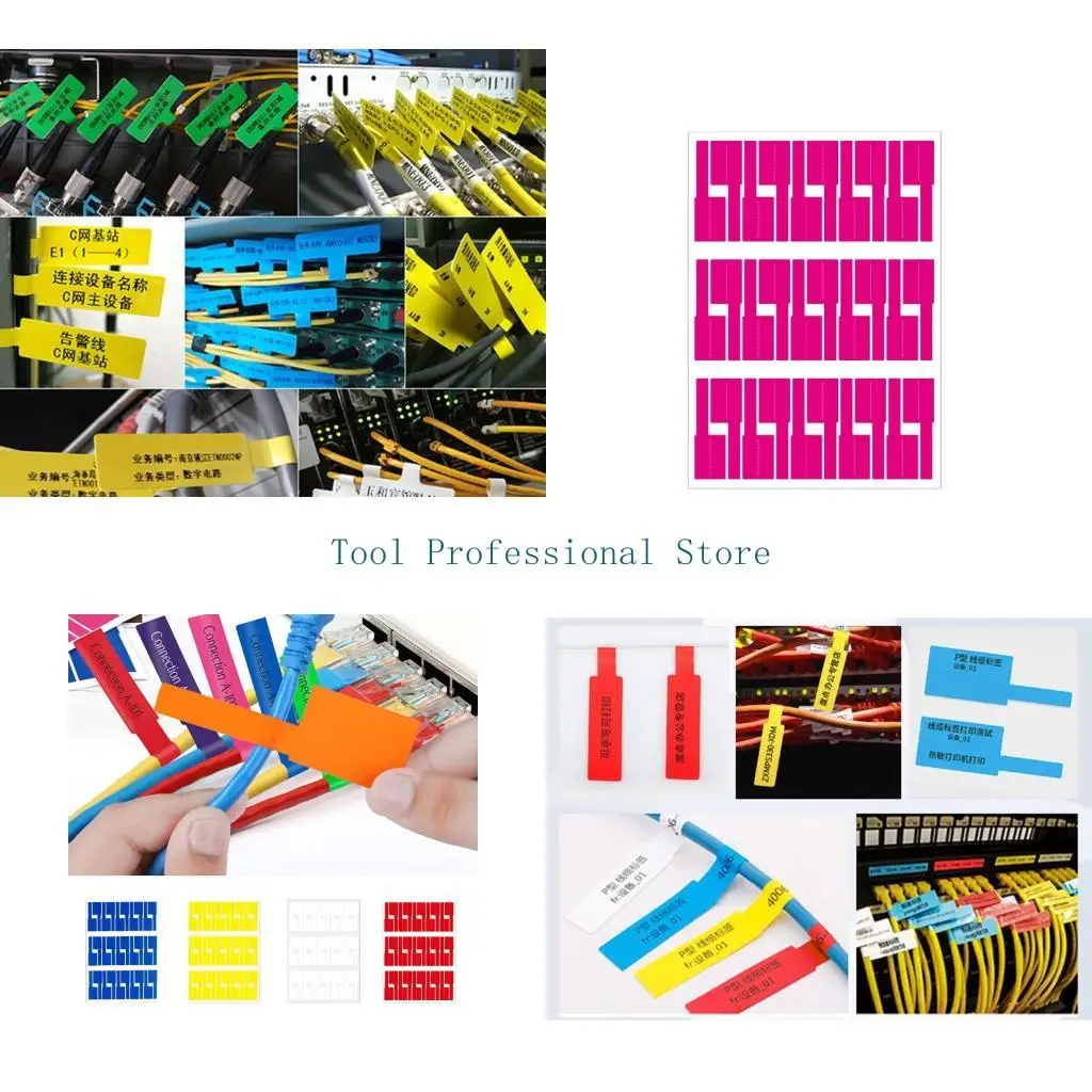 57QF Pack Of 10 Waterproof Cable Labels PVC Strong Label with Strong Adhesive & Multiple Color for Indoor Outdoor Use