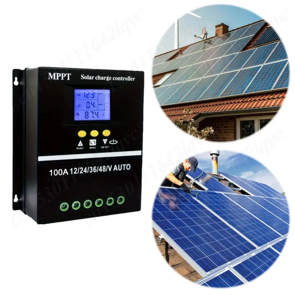 100A/80A/60A MPPT Solar Charge Controller Timer Setting 12V/24V/36V/48V Solar Panel Regulator Battery Intelligent Regulator