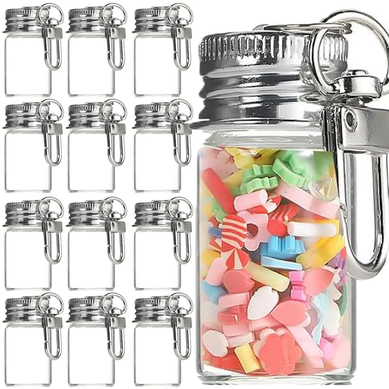1-10Pcs Glass Wish Keychain Bottle for DIY Decoration Craft Couple Keychain Keyrings Funny Pendant Lanyard Keycord Jewelry Gift