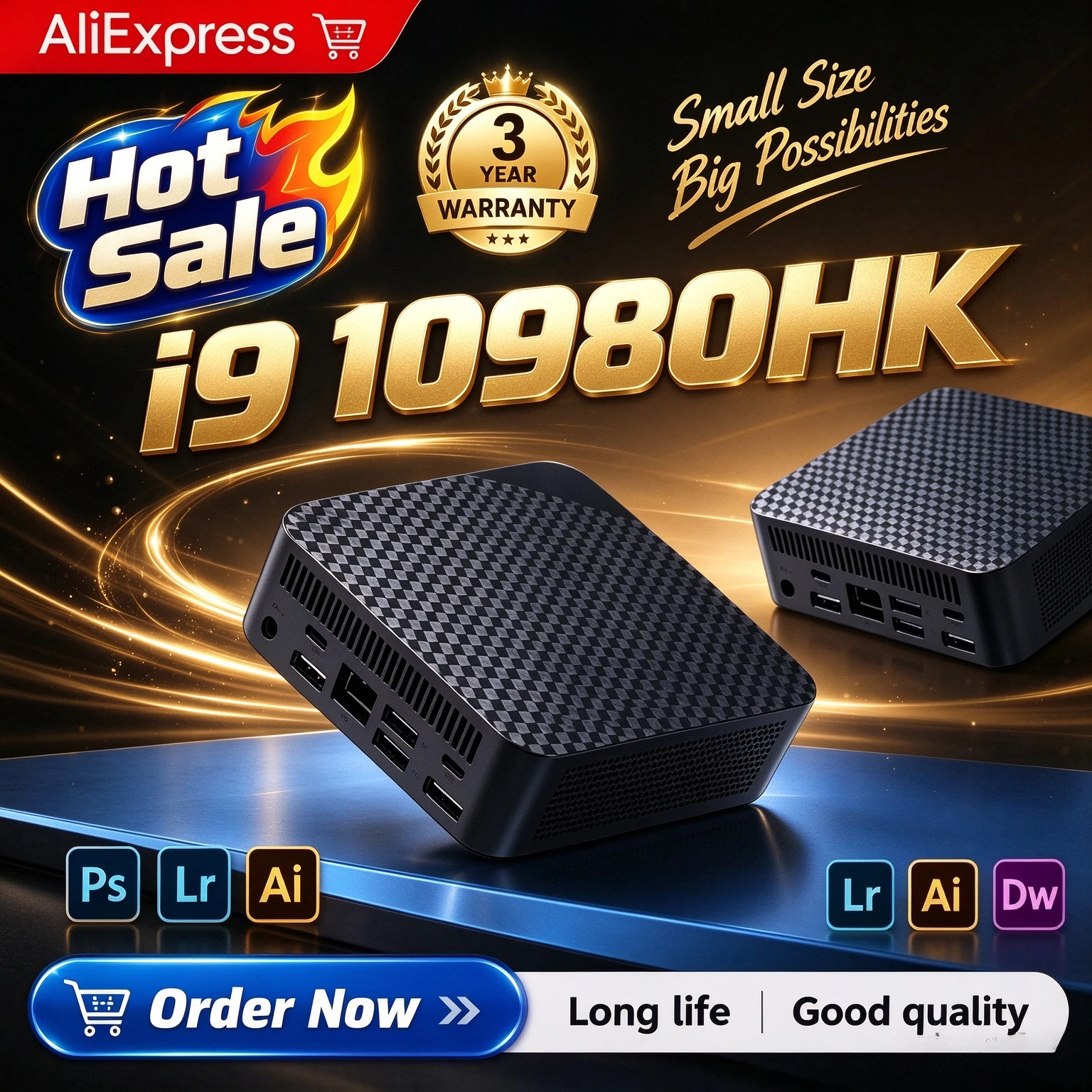 High‑Performance Intel Core i9‑10980HK Mini Gaming Pocket Desktop PC 16GB RAM Optional SSD WiFi6 4KHD Compact Unit