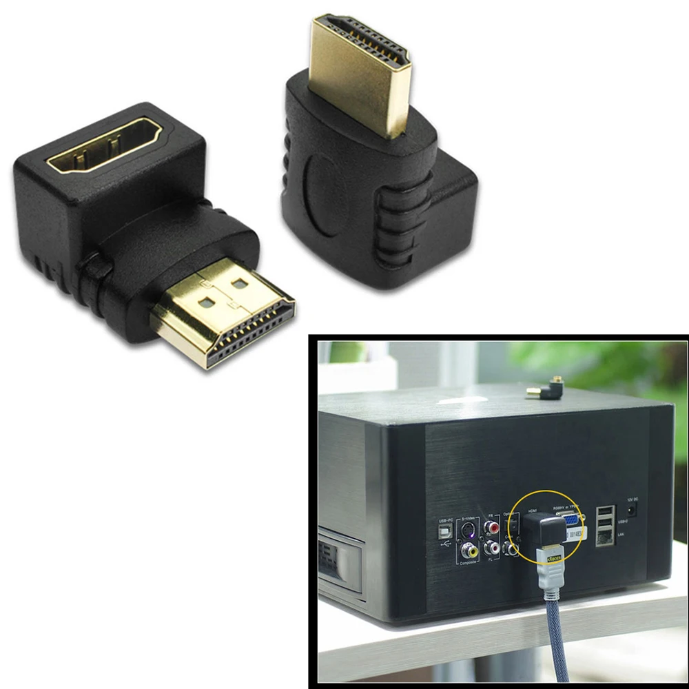 HDMI-compatible Up Down 90 Degree 270 Degree Right-angle Adapter Converter Male to Female Extender Elbow Connector