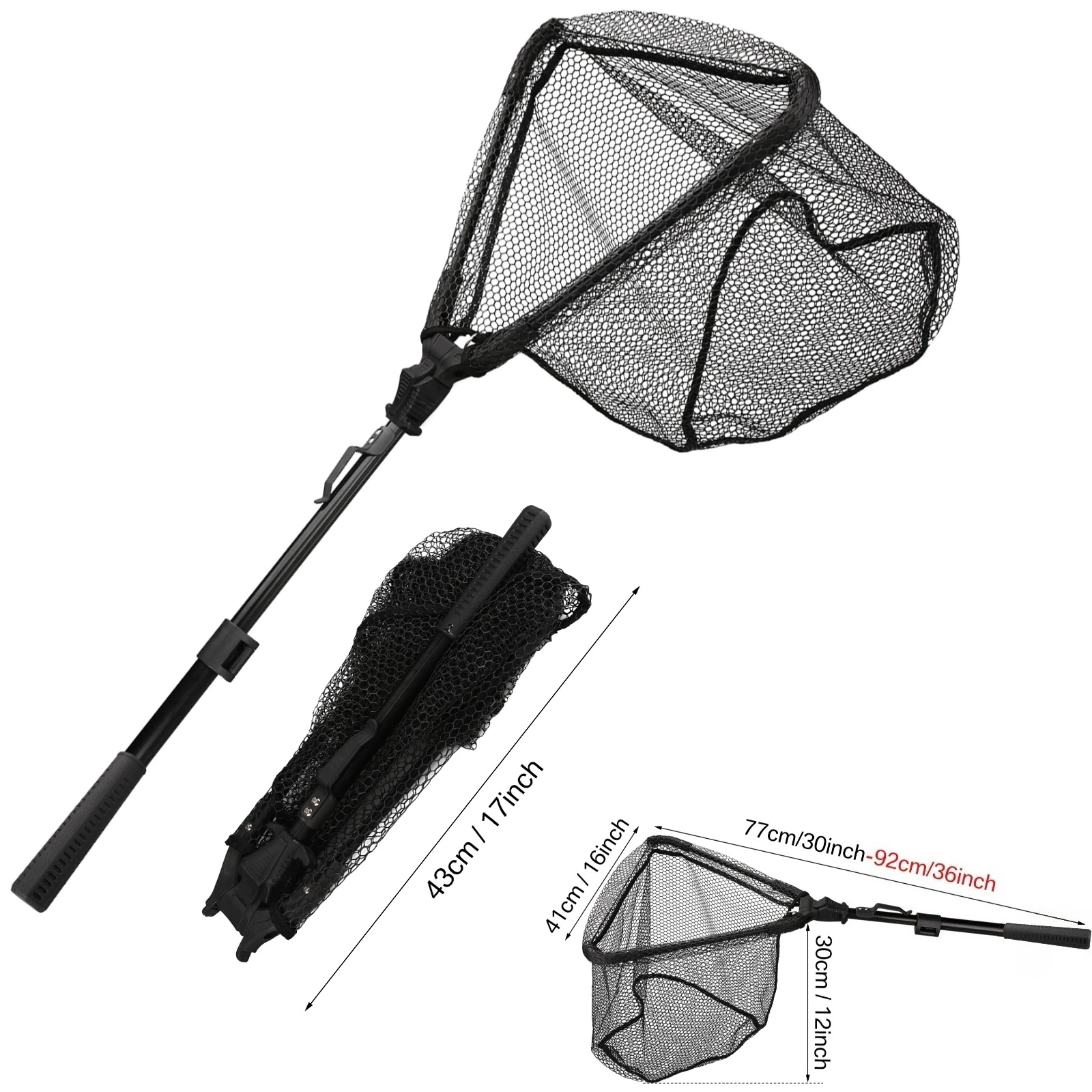 Intrekbaar Schepnet Opvouwbaar 1.9m/1.5m/1.3m Telescopisch Visnet Buiten Zee Net Draagbaar Hand Dip Net Voor Karper Vliegvisserij Plezier