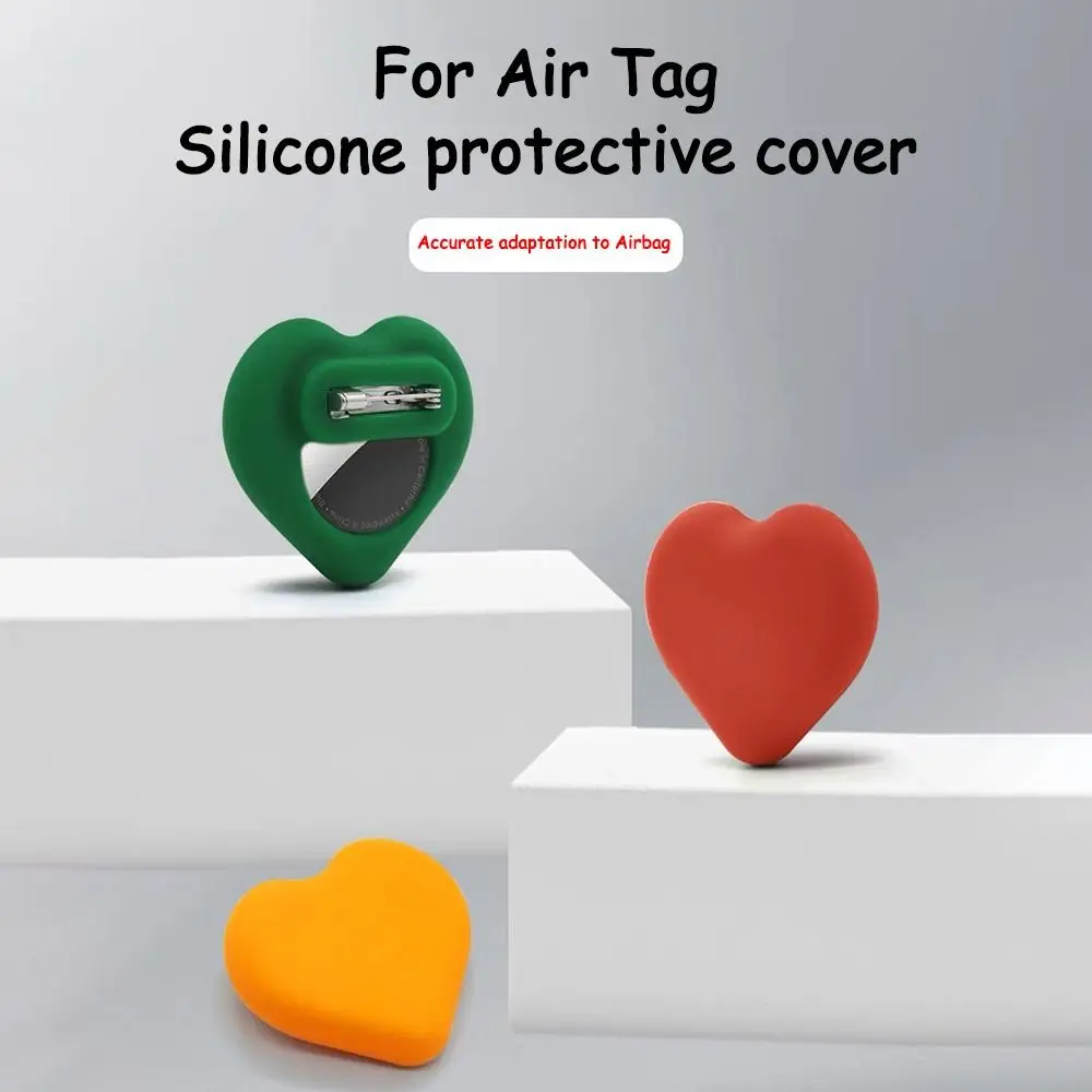 Heart Shape Silicone Case for Airtags Waterproof with Invisible Pin Locator Protective Case Anti-scratch Protective Shell