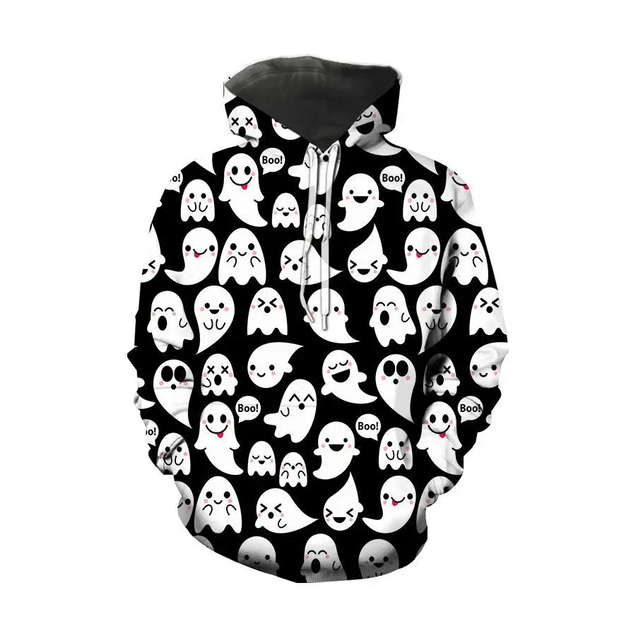 

Autumn/Winter New Arrival, Christmas Hot Selling Holiday Party 3D Little Ghost Fashion Print Crew Neck Long Sleeve Sweatshirt