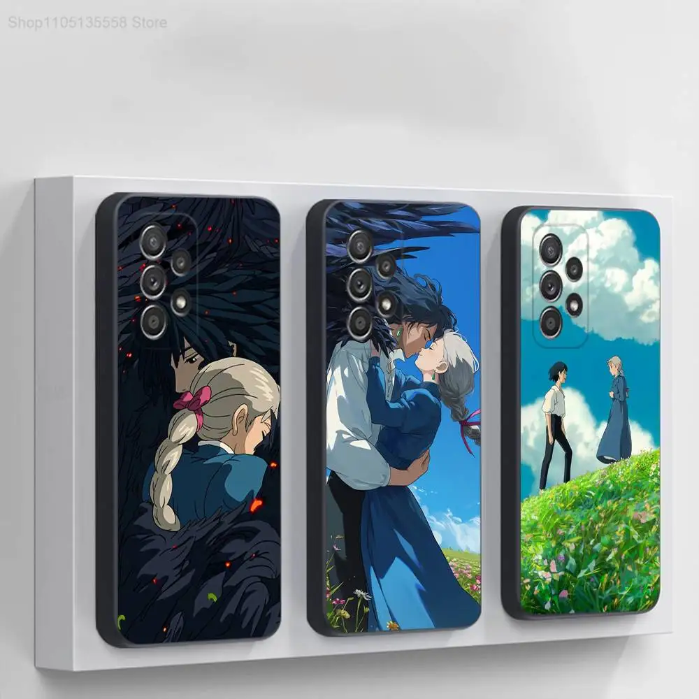 حافظة هاتف H-Howl Anime s-Sophie لهاتف سامسونج S 25,24,23,22,30,21,10,9,Ultra,Plus,Lite,FE,4,5G حافظة ناعمة سوداء