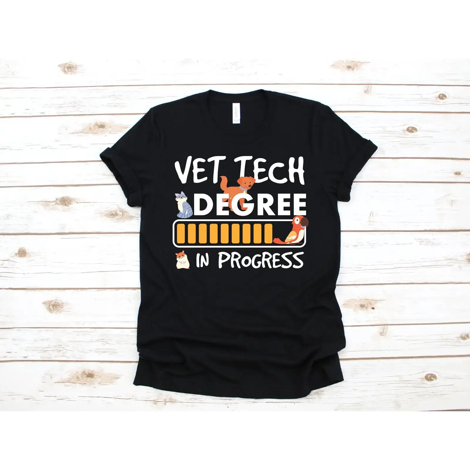 Vet Tech Degree In Progress Cute Animal T Shirt for Future Veterinary Technician Student Casual Top vintage Washed Comfortable